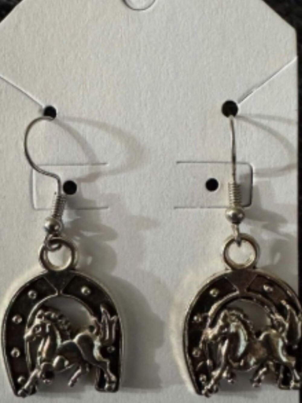handmade silver-tone horse earrings